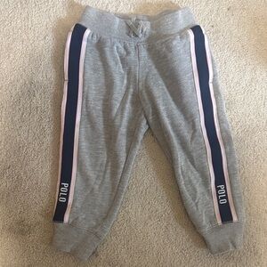 Polo by Ralph Lauren Kids Gray Joggers with Navy Stripes